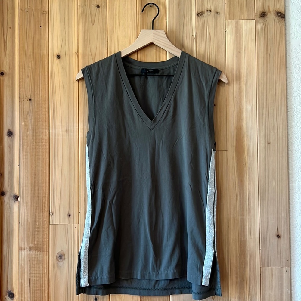 J Crew Sleeveless Top with Sparkly Side Stripes